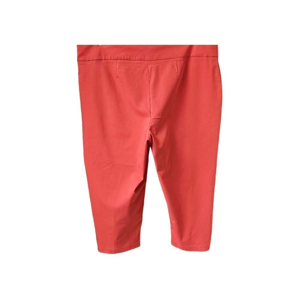 NWOT ZAC & RACHEL Plus Size Bright Coral Cropped Capri Pants - Picture 7 of 12